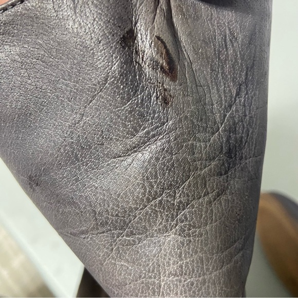 Roan Natty Burnished Riding Boots Leather Women 8.5 Gray/Brown Tall Lace Calf - Picture 10 of 12